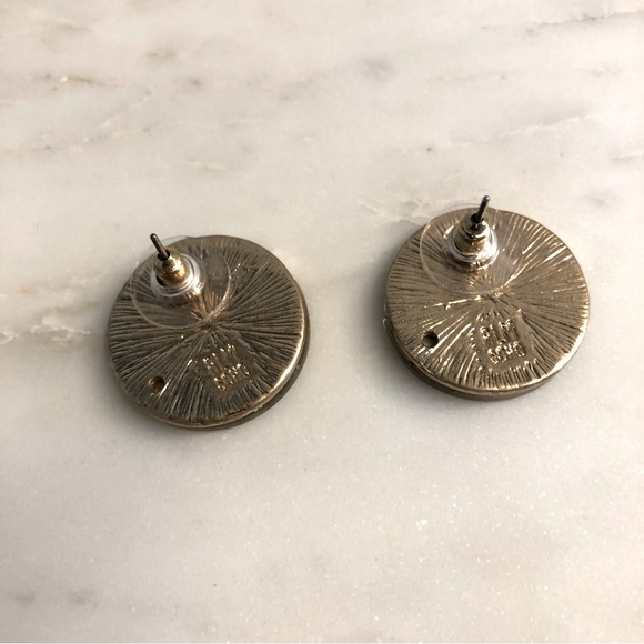 NEW Robert Lee Morris Geometric Abalone Vintage Stud Eighties Style Earring Gold - Picture 2 of 2